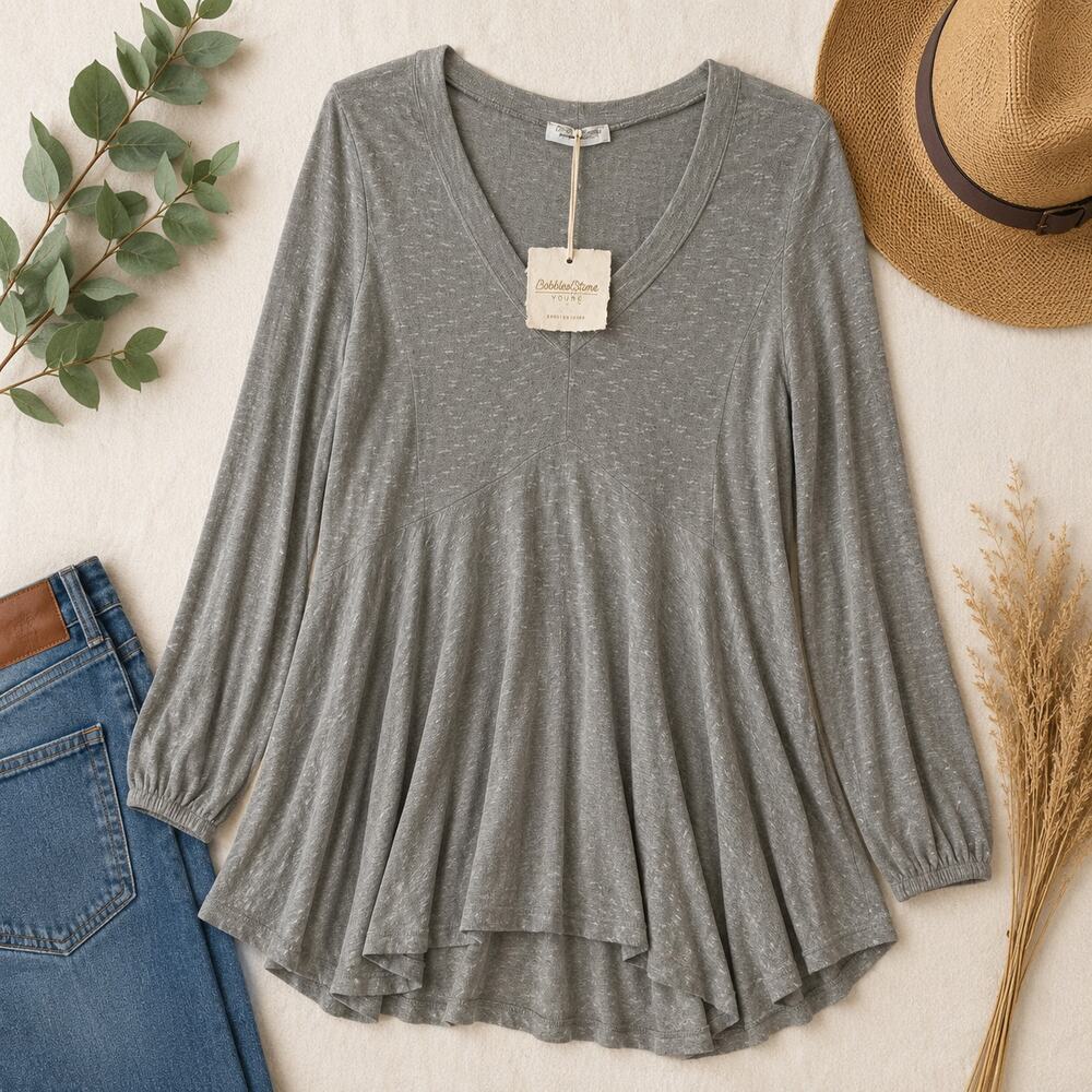 Cobblestone Living Sasha Gray Swing Tunic Top Made in Italy